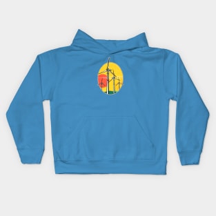 Wind Power Sunset Kids Hoodie